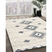 Contemporary Antique White Beige Solid Rug in Family Room, con3021