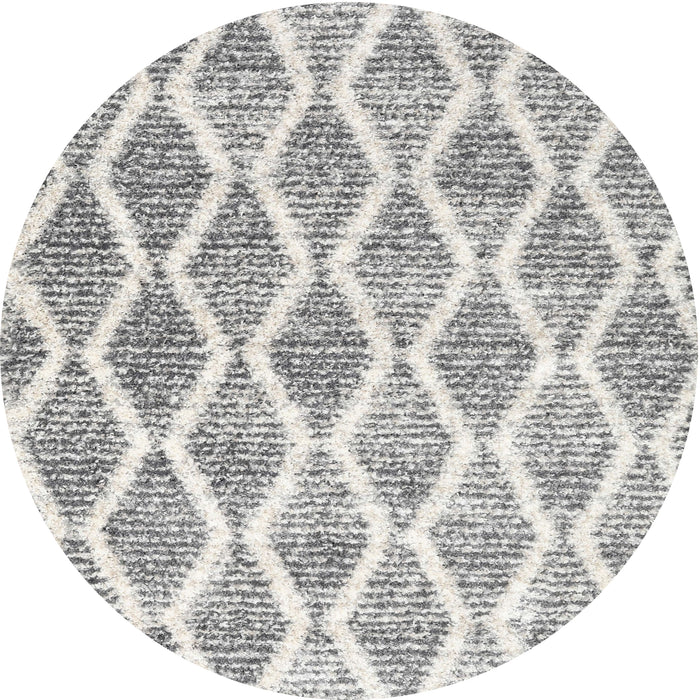 Sideview of Contemporary Dark White Beige Modern Rug, con3022