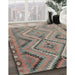 Contemporary Dark Almond Brown Abstract Machine Washable Rug in a Family Room, wshcon3023