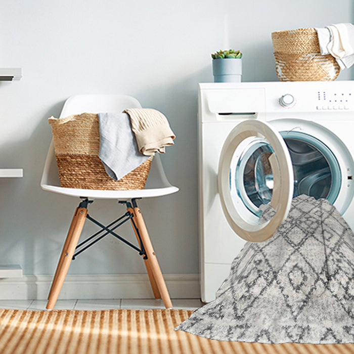 Machine Washable Contemporary Dark Gray Rug in a Washing Machine, wshcon3025