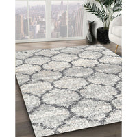 Contemporary Dark Gray Trellis Rug, con3027