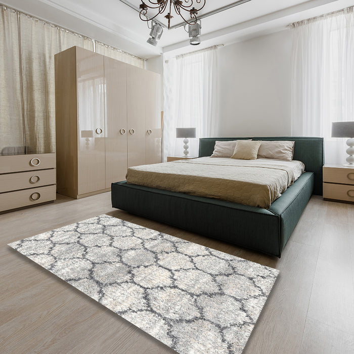 Machine Washable Contemporary Dark Gray Rug in a Bedroom, wshcon3027