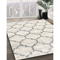 Contemporary Antique White Beige Trellis Rug, con3029