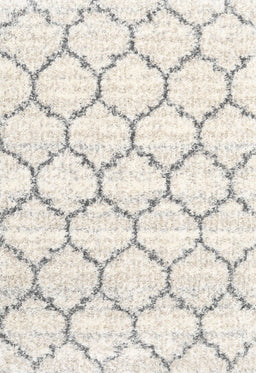 Contemporary Antique White Beige Trellis Rug, con3029