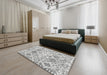 Machine Washable Contemporary Grey Gray Rug in a Bedroom, wshcon3030