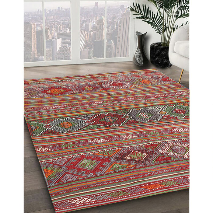 Contemporary Brown Oriental Rug in Family Room, con3031