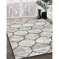 Contemporary Dark White Beige Trellis Rug, con3032