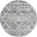 Square Machine Washable Contemporary Grey Gray Rug, wshcon3033