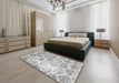 Contemporary Light Gray Abstract Machine Washable Rug in a Bedroom, wshcon3035
