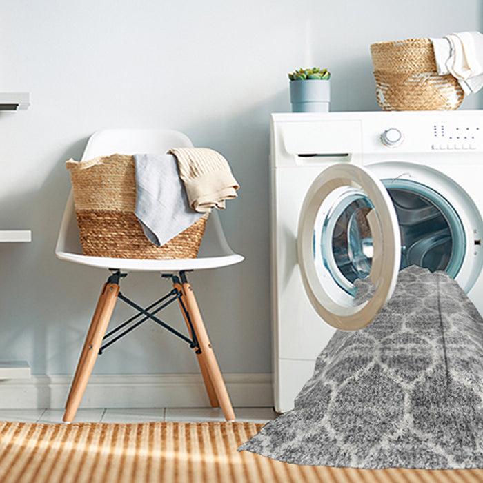 Contemporary Light Gray Abstract Machine Washable Rug in a Washing Machine, wshcon3035