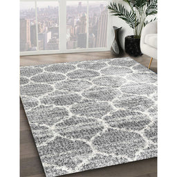 Contemporary Light Gray Abstract Machine Washable Rug in a Family Room, wshcon3035