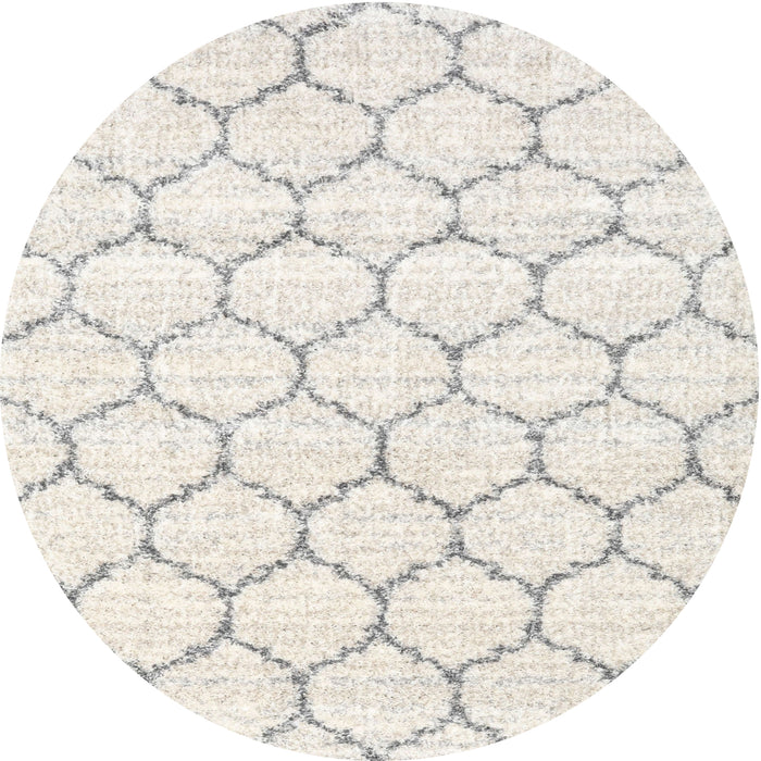 Sideview of Contemporary Pale Silver Gray Trellis Rug, con3039