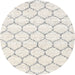 Sideview of Contemporary Pale Silver Gray Trellis Rug, con3039