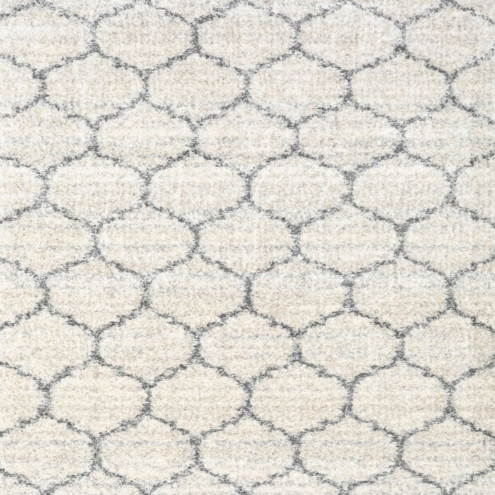 Square Contemporary Pale Silver Gray Trellis Rug, con3039