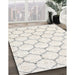 Contemporary Pale Silver Gray Trellis Rug in Family Room, con3039