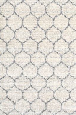 Contemporary Pale Silver Gray Trellis Rug, con3039