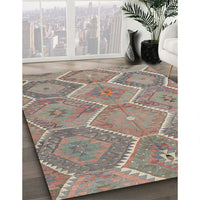 Contemporary Dark Almond Brown Southwestern Rug, con3040