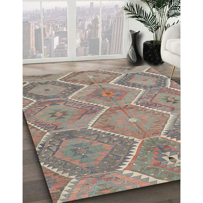 Machine Washable Contemporary Dark Almond Brown Rug in a Family Room, wshcon3040