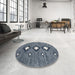 Round Contemporary Columbia Blue Modern Rug in a Office, con3044