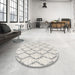 Round Machine Washable Contemporary Dark Gray Rug in a Office, wshcon3045