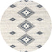 Sideview of Contemporary Antique White Beige Modern Rug, con3046