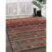 Contemporary Dark Almond Brown Abstract Machine Washable Rug in a Family Room, wshcon3049