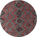 Square Machine Washable Contemporary Brown Red Rug, wshcon3054