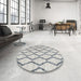 Round Machine Washable Contemporary Silver Gray Rug in a Office, wshcon3055