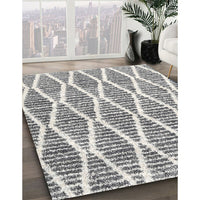 Contemporary Dark White Beige Trellis Rug, con3056