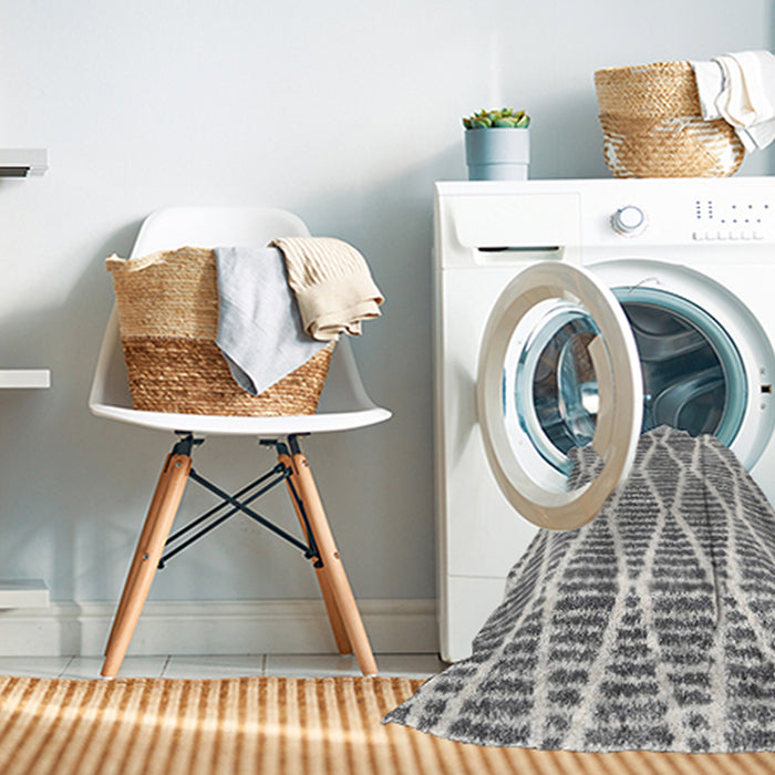 Machine Washable Contemporary Dark White Beige Rug in a Washing Machine, wshcon3056