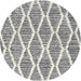 Sideview of Contemporary Dark White Beige Trellis Rug, con3056