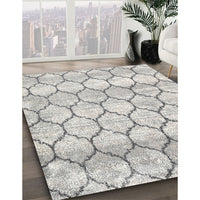 Contemporary Dark White Beige Trellis Rug, con3059