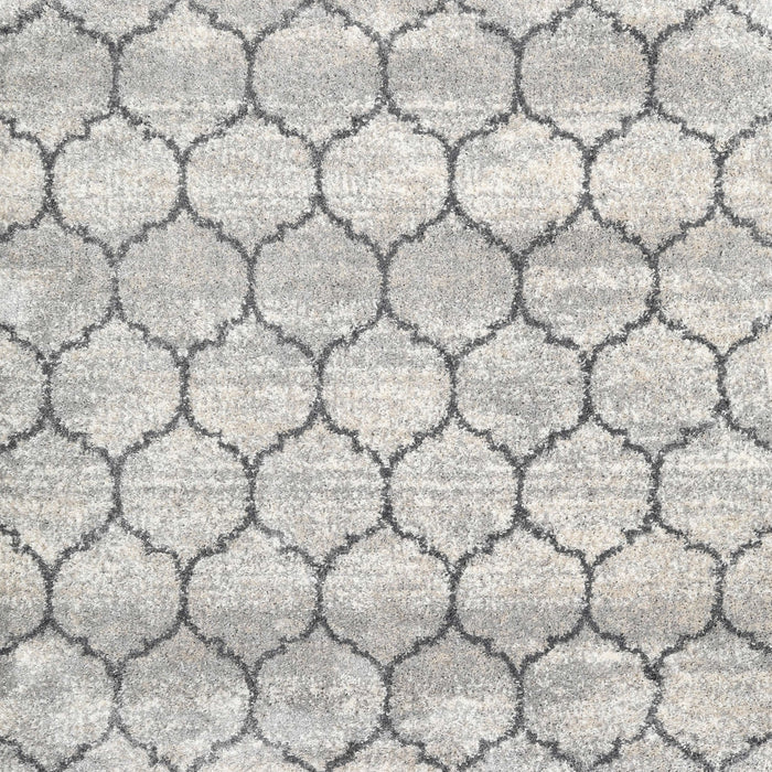 Contemporary Dark White Beige Trellis Rug, con3059