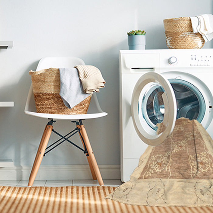 Machine Washable Contemporary Sand Brown Rug in a Washing Machine, wshcon305