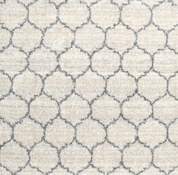 Contemporary Antique White Beige Trellis Rug, con3060