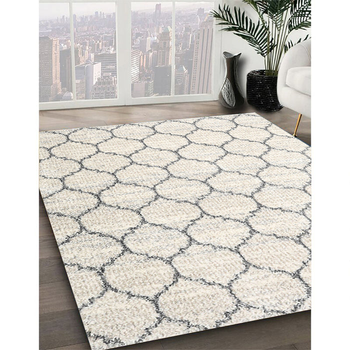 Contemporary Pale Silver Gray Modern Rug in Family Room, con3061
