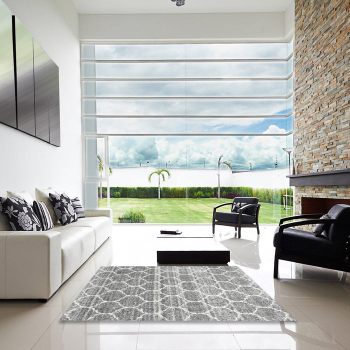 Square Contemporary Gray Abstract Machine Washable Rug in a Living Room, wshcon3062
