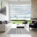 Square Contemporary Gray Abstract Machine Washable Rug in a Living Room, wshcon3062
