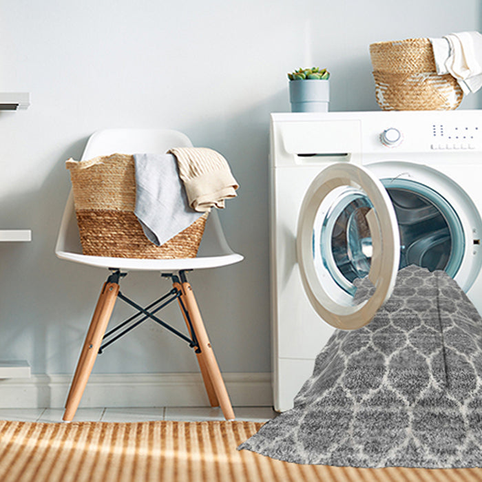 Contemporary Gray Abstract Machine Washable Rug in a Washing Machine, wshcon3062