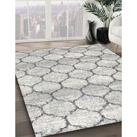 Contemporary Dark Gray Trellis Rug, con3065