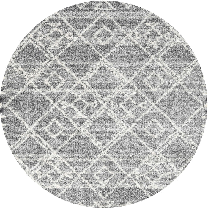Sideview of Contemporary Dark White Beige Modern Rug, con3068
