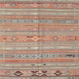 Square Contemporary Rust Pink Southwestern Rug, con3070