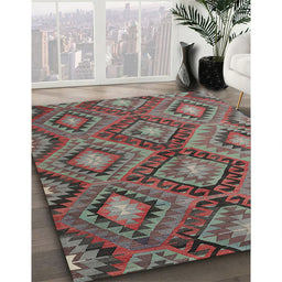 Contemporary Chestnut Brown Southwestern Rug in Family Room, con3072