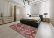 Contemporary Sage Green Oriental Rug in a Bedroom, con3073