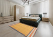 Contemporary Orange Abstract Machine Washable Rug in a Bedroom, wshcon3076