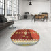 Round Machine Washable Contemporary Red Rug in a Office, wshcon3079