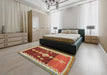 Contemporary Red Modern Rug in a Bedroom, con3079