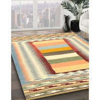 Contemporary Brown Gold Modern Rug, con3080