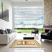 Square Contemporary Brown Gold Modern Rug in a Living Room, con3080