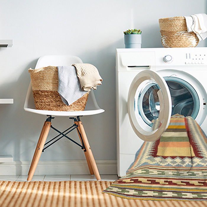 Machine Washable Contemporary Brown Gold Rug in a Washing Machine, wshcon3080